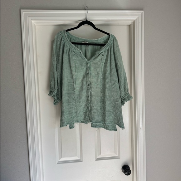 Free People Tops - We The Free Lucy solid swing blouse in Blue Surf